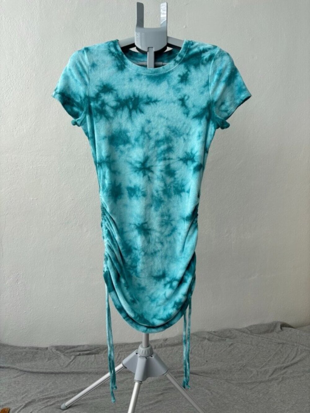 PINK Victoria's Secret Ruched Terry Mini Dress M Coconut Girl Tie Dye Beach Y2K